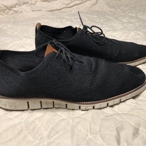 Cole Haan ZEROGRAND Wingtip Oxford Men's Shoes - Black Stitchlite/Ivory, US 14M